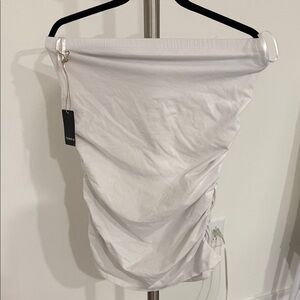 Torrid White Ruched Pencil Skirt